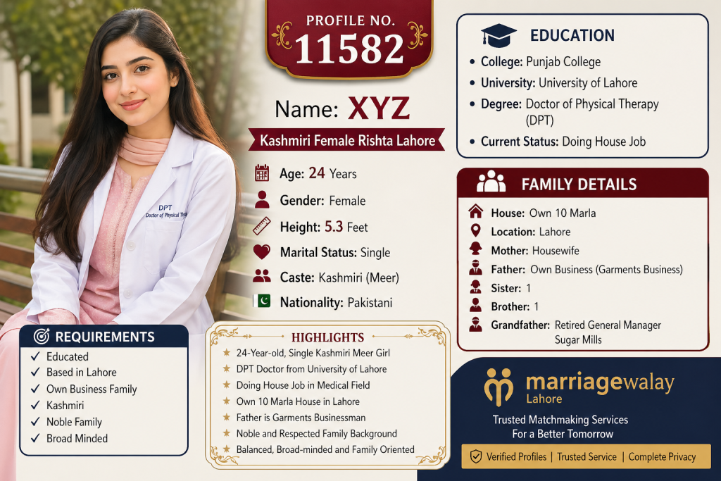 Kashmiri Female Rishta Lahore