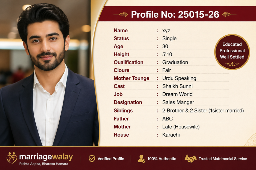 Graduation Male Rishta in Karachi