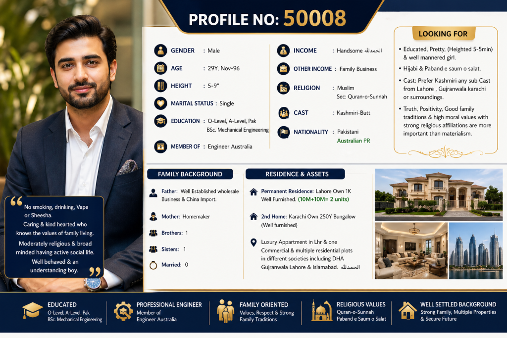 Unmarried Male Rishta Lahore
