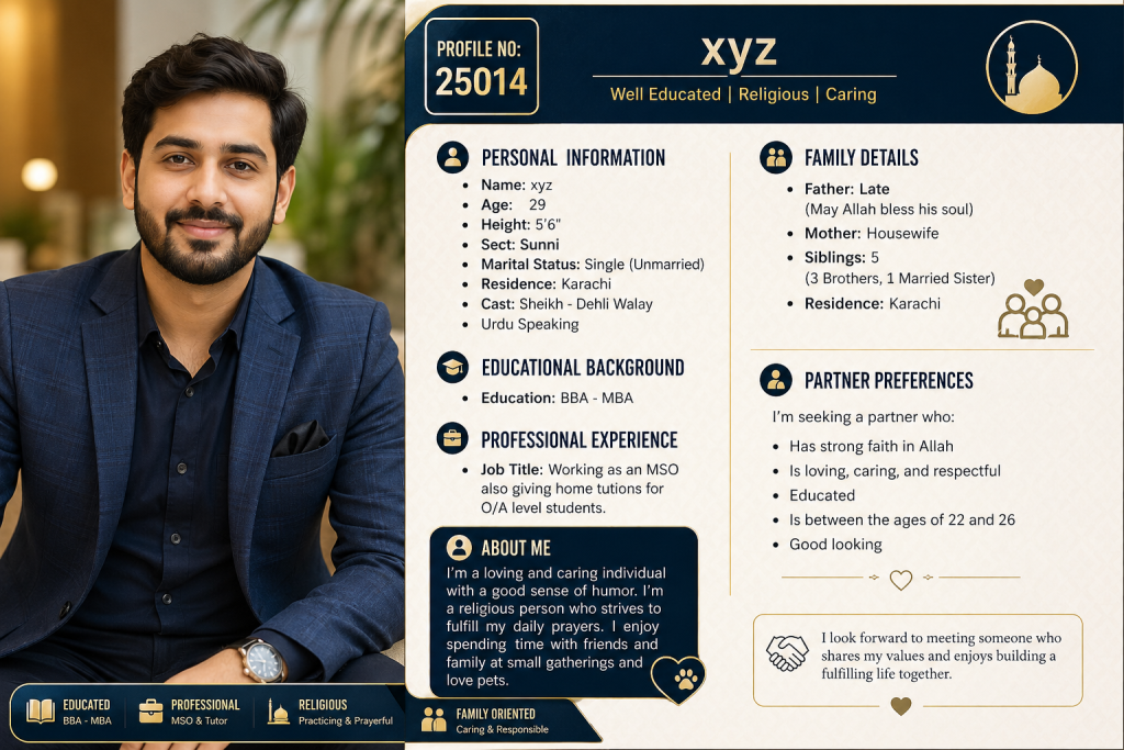 Well Educated Male Rishta in Karachi