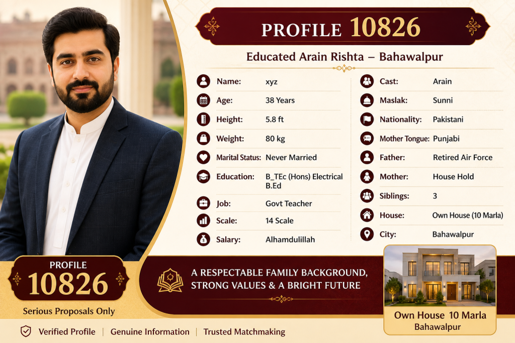 Educates Arain Rishta Bahawalpur