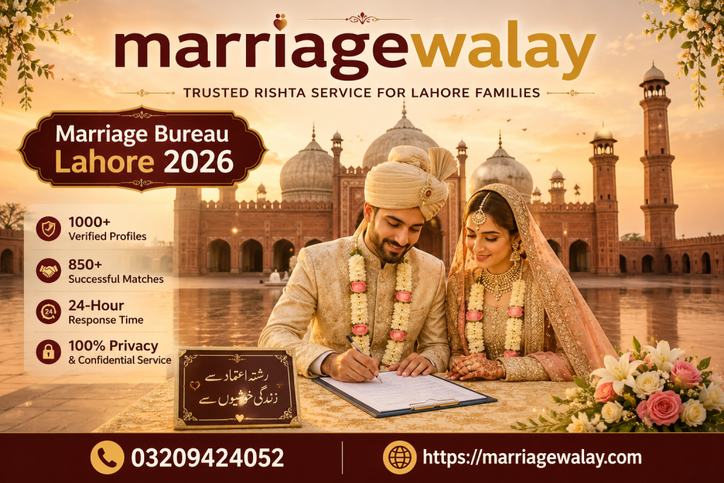 Marriage Bureau Lahore 2026 - Trusted rishta service with 1000+ verified profiles